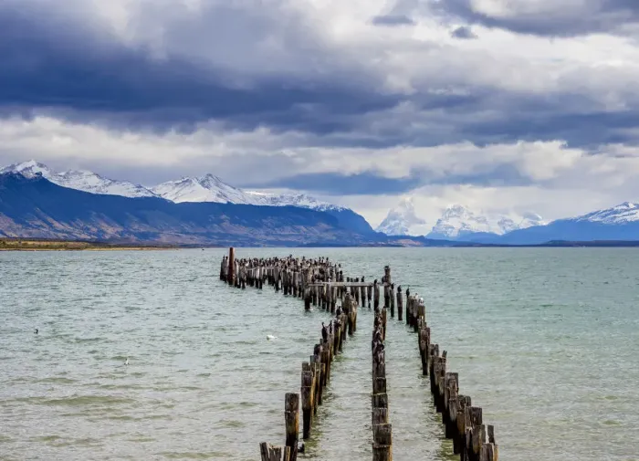Framed Print : Gaffos Pier, Admiral Montt Gulf, Puerto Natales, Ultima Esperanza Province, Patagonia