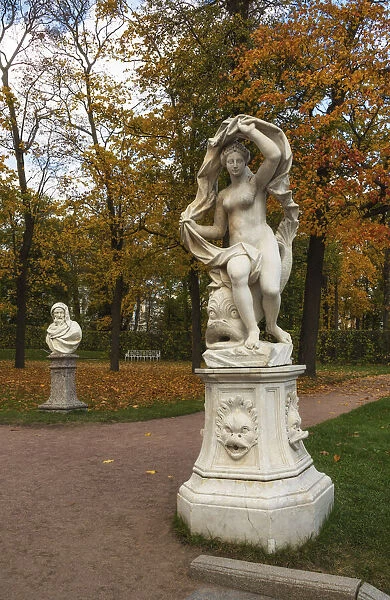 Galatea and Boreas statues in Catherine Park, Pushkin (Tsarskoye Selo), near St