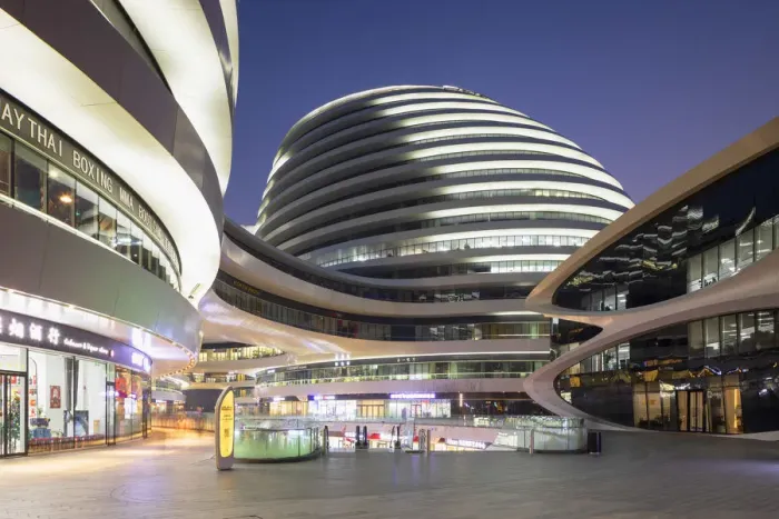 Framed Print : Galaxy SOHO (designed by Zaha Hadid) at dusk, Beijing, China Framed Print : Galaxy SOHO (designed by Zaha Hadid) at dusk, Beijing, China