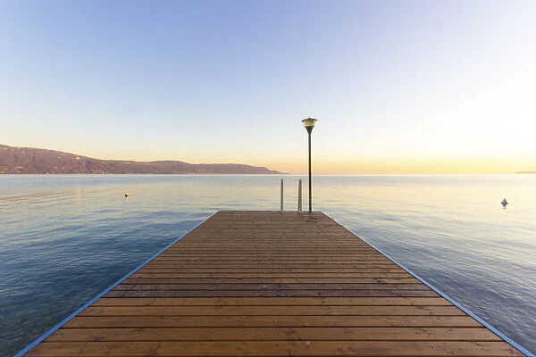 Garda Lake, Lombardia, Italy. Lonely Pier, Tranquil scene