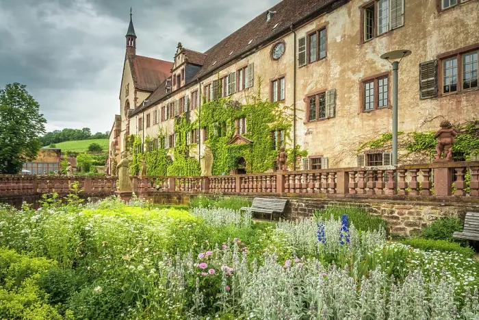 Framed Print : Garden of Bronnbach Monastery near Wertheim, Romantic Road, Taubertal, Baden-Wurttemberg, Germany Framed Print : Garden of Bronnbach Monastery near Wertheim, Romantic Road, Taubertal, Baden-Wurttemberg, Germany