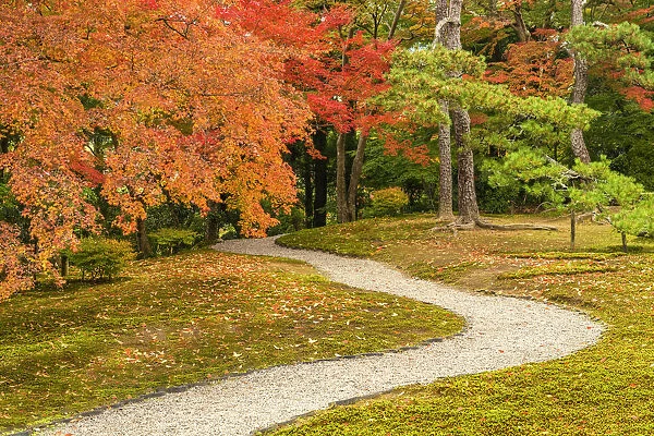 Garden Path in Autumn, Jardin Isuien, Nara, Kansai, Japan