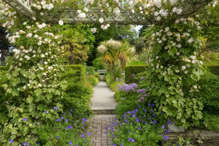 Framed Print : Garden Path, Bodnant Gardens, near Tal-y-Cafn, Conwy, Wales