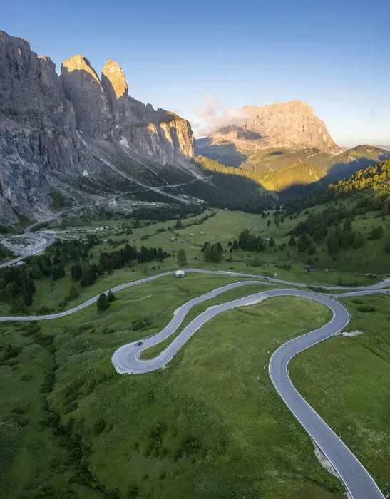 Framed Print : Gardena Pass and Sassolungo at sunrise. Dolomites, South Tyrol, Bolzano district, Italy Framed Print : Gardena Pass and Sassolungo at sunrise. Dolomites, South Tyrol, Bolzano district, Italy