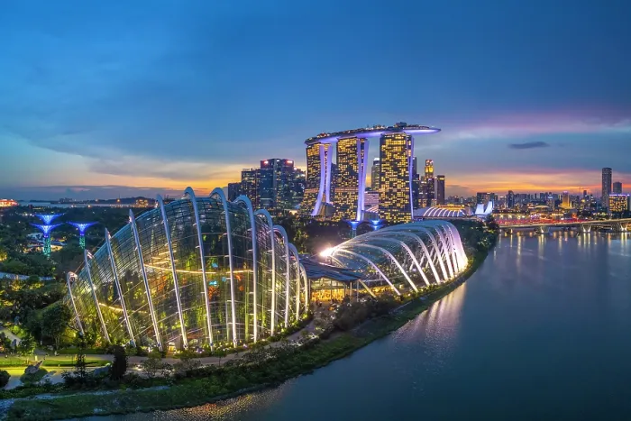 Framed Print : Gardens by the Bay & Marina Bay Sands Hotel, Singapore Framed Print : Gardens by the Bay & Marina Bay Sands Hotel, Singapore