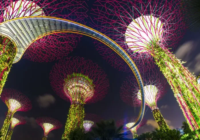 Framed Print : Gardens by the Bay and Super Tree Grove at night, Marina Bay, Singapore Framed Print : Gardens by the Bay and Super Tree Grove at night, Marina Bay, Singapore