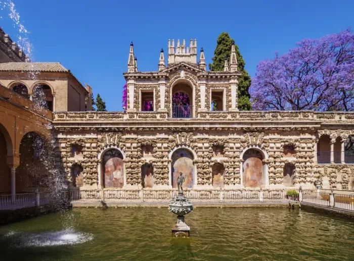 Framed Print : Gardens in Reales Alcazares de Sevilla, Alcazar of Seville, UNESCO World Heritage Site