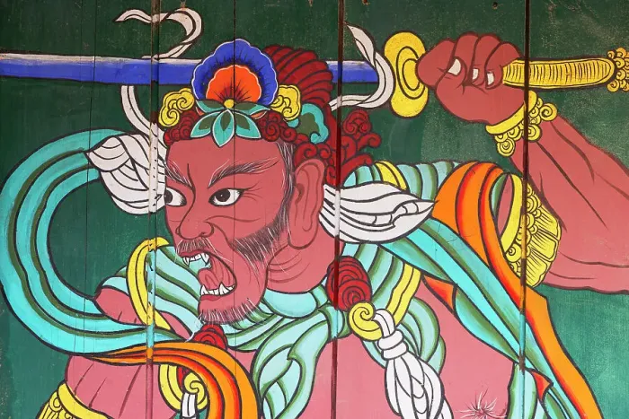 Framed Print : Detail on gate at Bulguksa Temple (UNESCO World Heritage Site), Gyeongju, South Korea