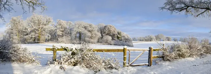 Framed Print : Gate into Winter Countryside, Dorset, England