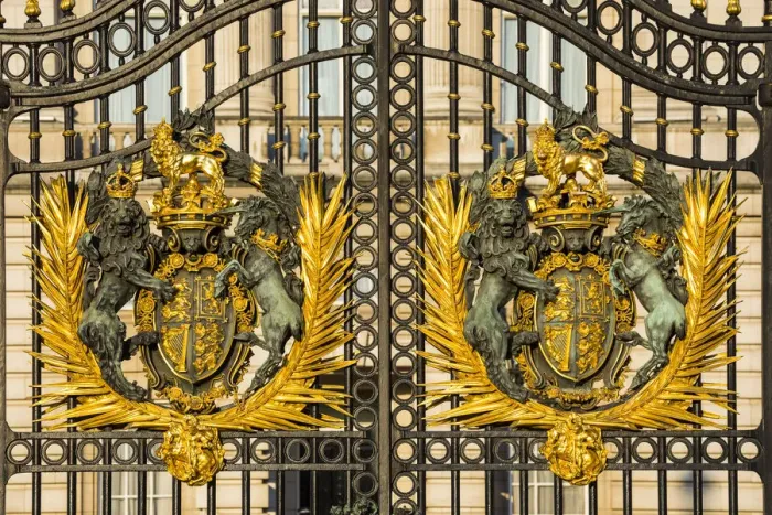 Framed Print : Detail of gates in front of Buckingham Palace, London, England, UK Framed Print : Detail of gates in front of Buckingham Palace, London, England, UK