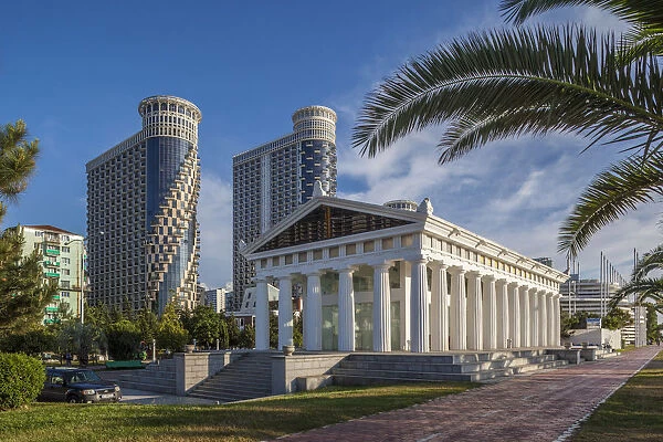 Georgia, Batumi, Batumi Boulevard, seaside promenade, mock Parthenon building