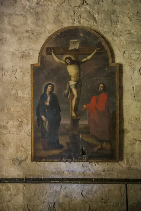 Framed Print : Georgia, Kakheti Area, Ikalto, Ikalto Monastery, 9th century, painting of the Crucifixion Framed Print : Georgia, Kakheti Area, Ikalto, Ikalto Monastery, 9th century, painting of the Crucifixion