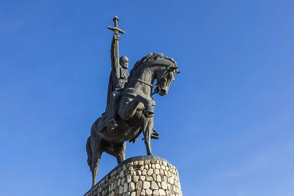 Georgia, Kakheti Area, Telavi, statue of King Erekle II