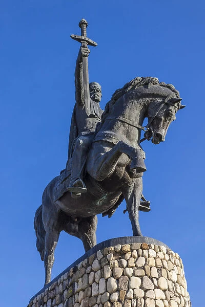 Georgia, Kakheti Area, Telavi, statue of King Erekle II