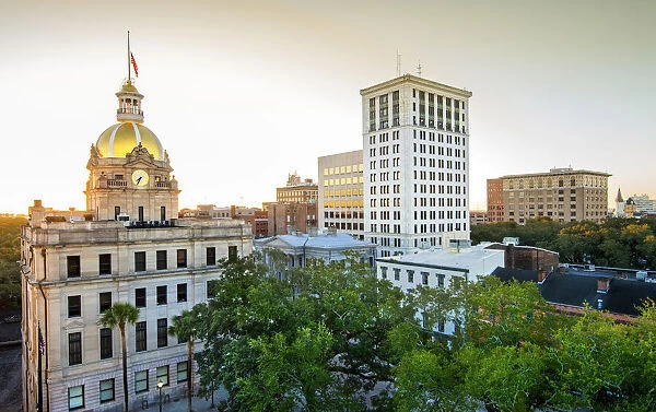 Georgia, Savannah, City Hall, Gold Dome, Skyline