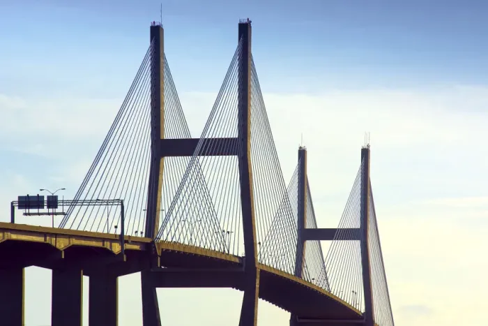 Framed Print : Georgia, Savannah, Talmadge Memorial Bridge, Crosses The Savannah River Framed Print : Georgia, Savannah, Talmadge Memorial Bridge, Crosses The Savannah River