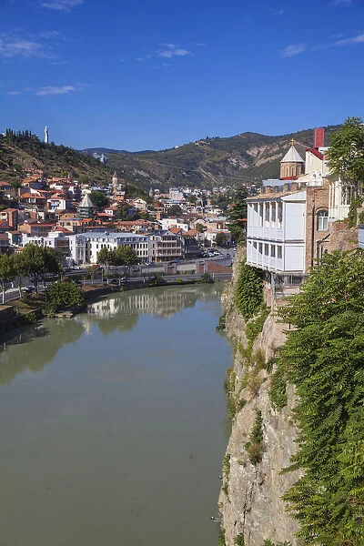 Georgia, Tbilisi, Avlabari, View of Tbilisi from cliff above Mtkvari (Kura) river