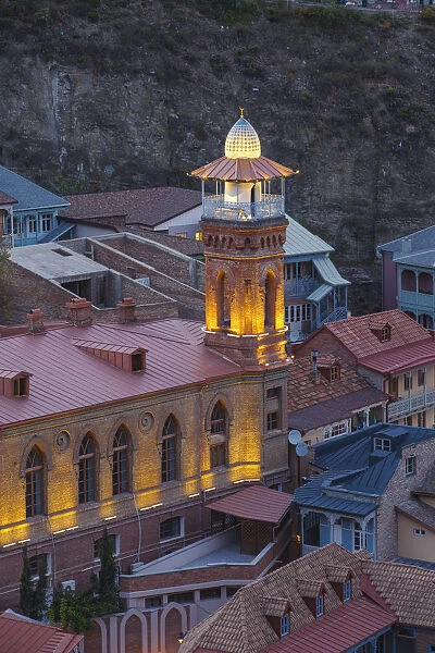 Georgia, Tbilisi, View of Old town and Tbilisi Mosque