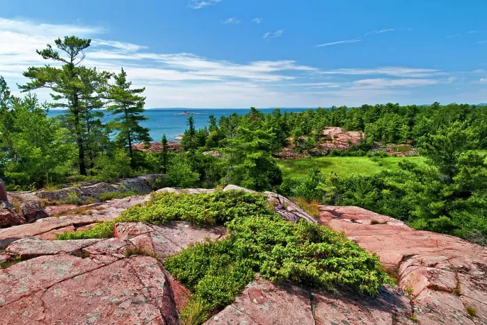Framed Print : Georgian Bay as seen from the Chikanishing Trail in Killarney Provincial Park, Ontario, Canada Framed Print : Georgian Bay as seen from the Chikanishing Trail in Killarney Provincial Park, Ontario, Canada