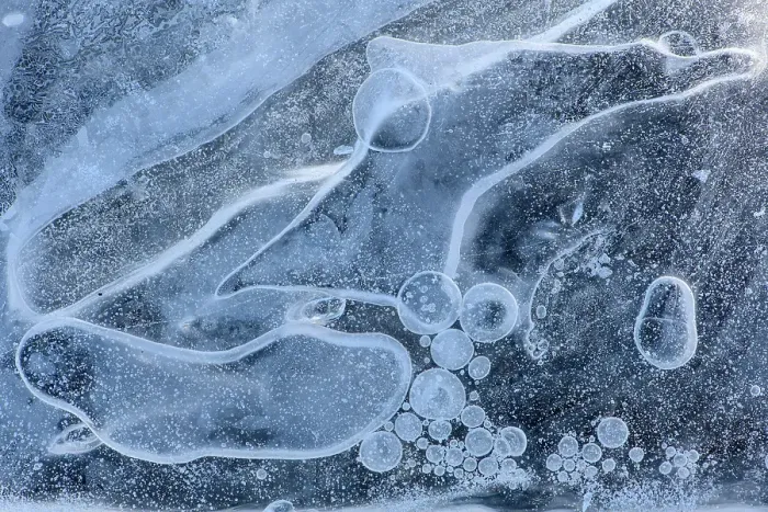 Framed Print : Georgian Bay shoreline in late winter. Ice patterns, Parry Sound, Ontario, Canada, Parry Sound, Ontario, Canada