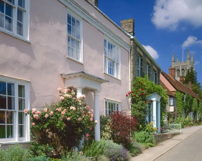 Framed Print : Georgian Houses & Church, Long Melford, Suffolk, England