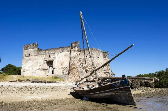 Framed Print : Gerezani an ancient fort with traditional dhow, Kilwa Kisiwani, coast of Tanzania Framed Print : Gerezani an ancient fort with traditional dhow, Kilwa Kisiwani, coast of Tanzania
