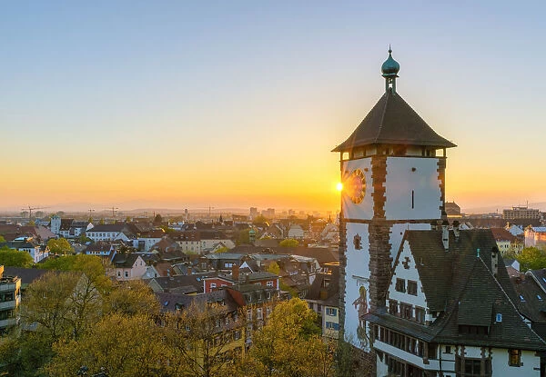 Germany, Baden-WAorttemberg, Freiburg im Breisgau. Schwabentor (Swabian Gate) at sunset