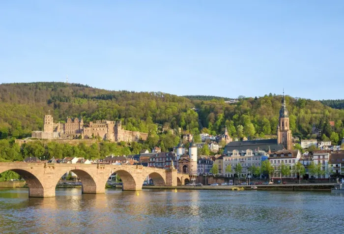 Framed Print : Germany, Baden-WAorttemberg, Heidelberg. Alte Brucke (old bridge) and Schloss Heidelberg Framed Print : Germany, Baden-WAorttemberg, Heidelberg. Alte Brucke (old bridge) and Schloss Heidelberg