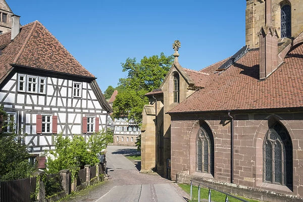 Germany, Baden-WAorttemberg, Maulbronn. Historic half-timber buildings in the monastery