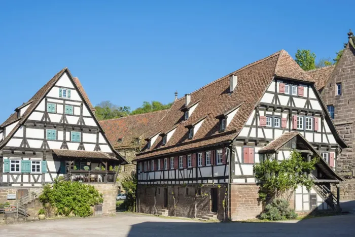 Framed Print : Germany, Baden-WAorttemberg, Maulbronn. Historic half-timber buildings in the monastery Framed Print : Germany, Baden-WAorttemberg, Maulbronn. Historic half-timber buildings in the monastery