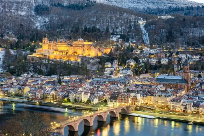 Framed Print : Germany, Baden-Worttemberg, Heidelberg. Schloss Heidelberg castle, Alte Brucke (old Framed Print : Germany, Baden-Worttemberg, Heidelberg. Schloss Heidelberg castle, Alte Brucke (old