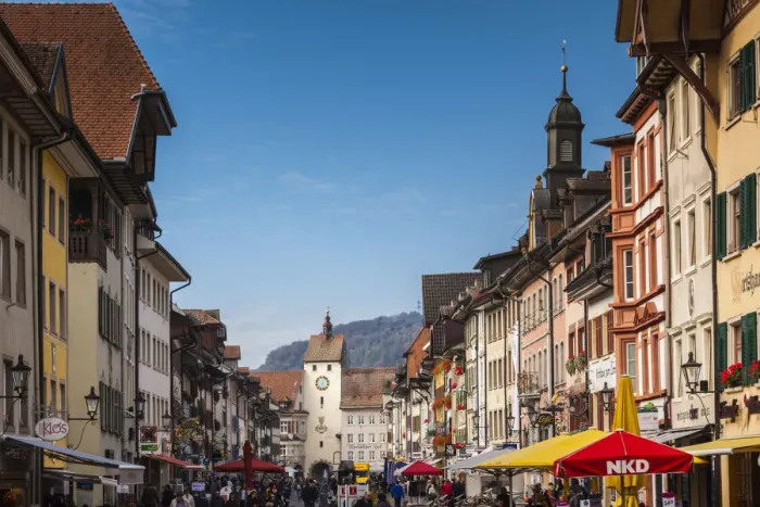 Framed Print : Germany, Baden-Wurttemburg, Black Forest, Waldshut-Tiengen, Waldshut, buildings along Framed Print : Germany, Baden-Wurttemburg, Black Forest, Waldshut-Tiengen, Waldshut, buildings along