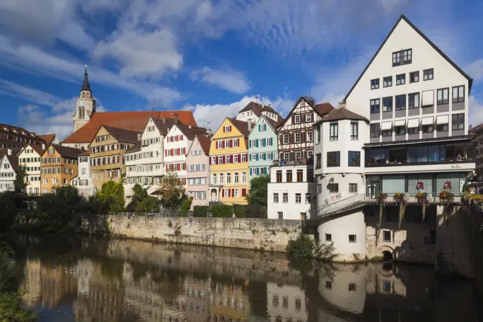 Framed Print : Germany, Baden-Wurttemburg, Tubingen, old town buildings along the Neckar River Framed Print : Germany, Baden-Wurttemburg, Tubingen, old town buildings along the Neckar River
