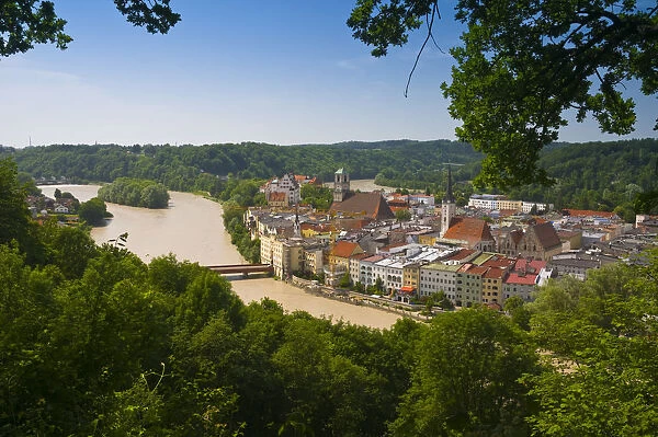 Germany, Bavaria (Bayern), Wasserburg am Inn, and River Inn