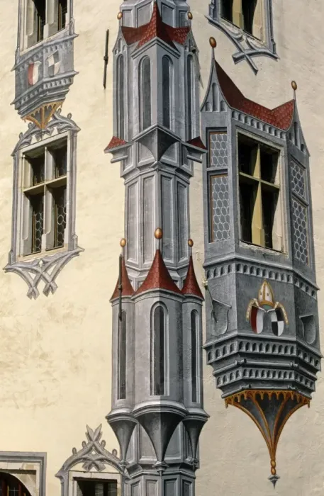 Framed Print : Germany, Bavaria, Fussen. Trompe l oeil painting exaggerates the external appearance of parts of the Hohes Schloss, or High Castle, of Fussen. Formerly the summer residence of the Prince Bishops of Augsburg and now partly used as an Framed Print : Germany, Bavaria, Fussen. Trompe l oeil painting exaggerates the external appearance of parts of the Hohes Schloss, or High Castle, of Fussen. Formerly the summer residence of the Prince Bishops of Augsburg and now partly used as an