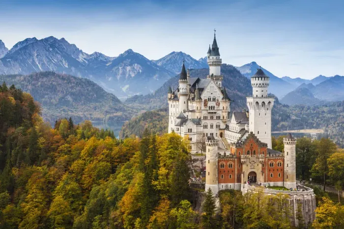 Framed Print : Germany, Bavaria, Hohenschwangau, Schloss Neuschwanstein castle, elevated view, fall Framed Print : Germany, Bavaria, Hohenschwangau, Schloss Neuschwanstein castle, elevated view, fall