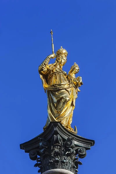 Germany, Bavaria, Munich, Marienplatz, Column of the Virgin Mary