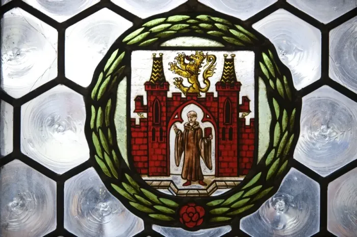 Framed Print : Germany, Bavaria, Munich. Detail of stained glass window in The Neues Rathaus or New Town Hall Framed Print : Germany, Bavaria, Munich. Detail of stained glass window in The Neues Rathaus or New Town Hall