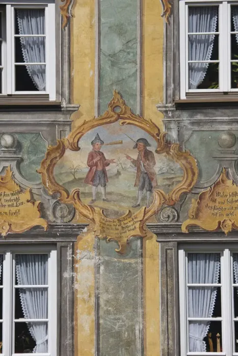 Framed Print : Germany, Bayern / Bavaria, Mittenwald, Sgrafito murals Framed Print : Germany, Bayern / Bavaria, Mittenwald, Sgrafito murals