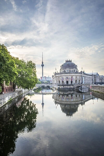 Germany, Berlin, Museum Island, Spree River, baroque style Bode museum and the tv tower