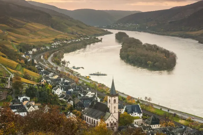 Framed Print : Germany, Hesse Lorch am Rhein, elevated town view, sunrise Framed Print : Germany, Hesse Lorch am Rhein, elevated town view, sunrise