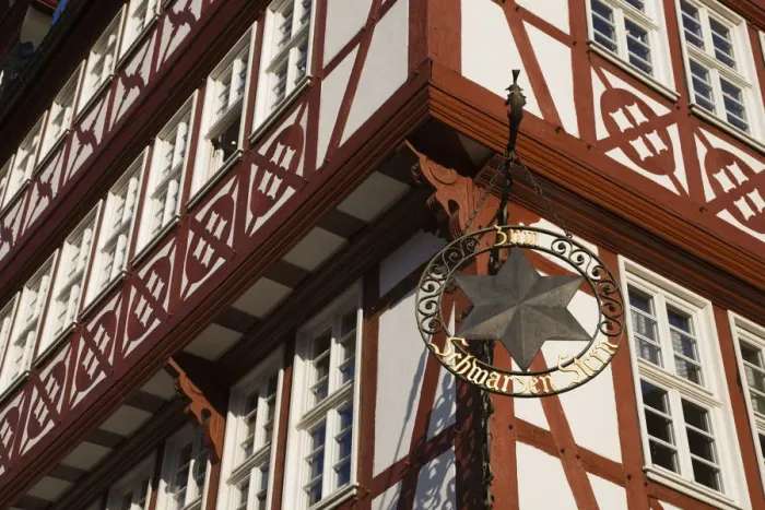 Framed Print : Germany, Hessen, Frankfurt-am-Main, Old Town, Romerberg square, half-timbered building Framed Print : Germany, Hessen, Frankfurt-am-Main, Old Town, Romerberg square, half-timbered building