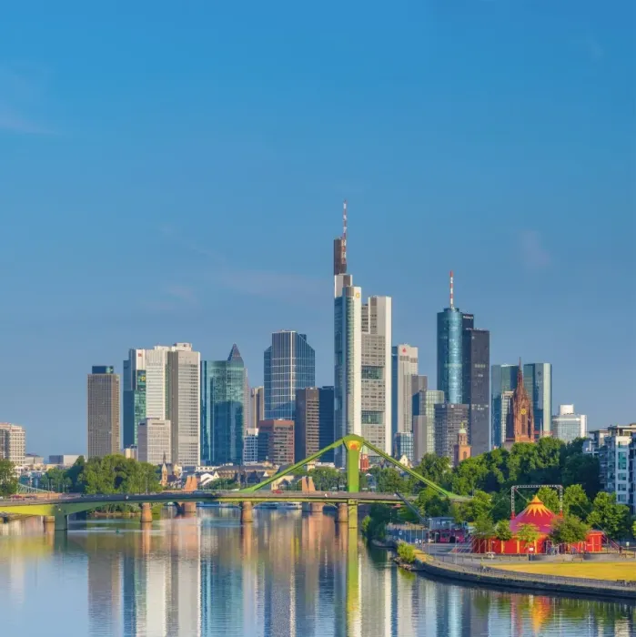 Framed Print : Germany, Hessen, Frankfurt Am Main, River Main, City Skyline Framed Print : Germany, Hessen, Frankfurt Am Main, River Main, City Skyline