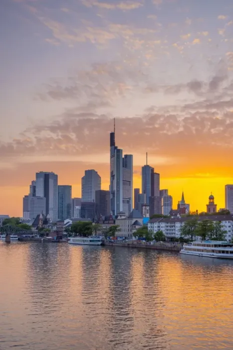 Framed Print : Germany, Hessen, Frankfurt Am Main, City Skyline across River Main Framed Print : Germany, Hessen, Frankfurt Am Main, City Skyline across River Main
