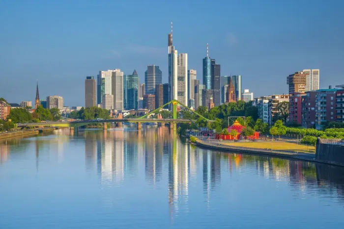 Framed Print : Germany, Hessen, Frankfurt Am Main, River Main, City Skyline Framed Print : Germany, Hessen, Frankfurt Am Main, River Main, City Skyline