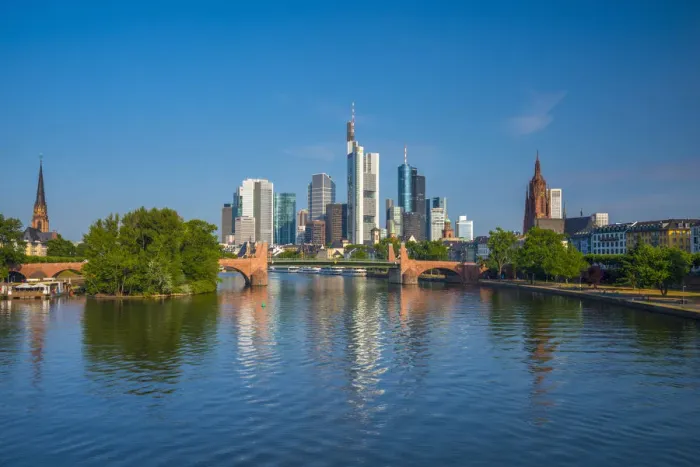Framed Print : Germany, Hessen, Frankfurt Am Main, City Skyline across River Main