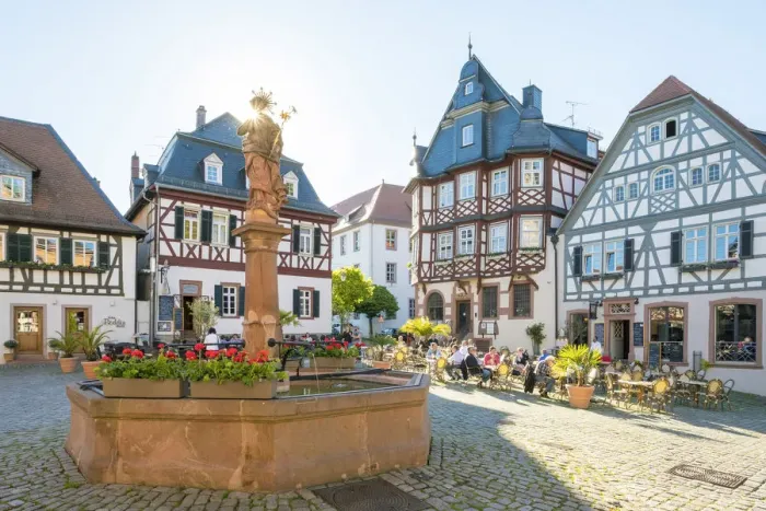 Framed Print : Germany, Hessen, Heppenheim. Historic buildings on Marktplatz market square Framed Print : Germany, Hessen, Heppenheim. Historic buildings on Marktplatz market square