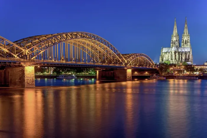 Framed Print : Germany, North Rhine Westphalia, Cologne town, Cologne cathedral, Rhine river Framed Print : Germany, North Rhine Westphalia, Cologne town, Cologne cathedral, Rhine river