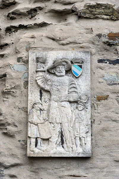 Germany, Rhineland Palatinate, Braubach, relief on the Pankgrafenturm