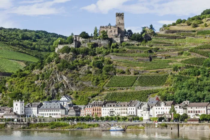 Framed Print : Germany, Rhineland-Palatinate, Rhine Valley, River Rhine and Gutenfels Castle